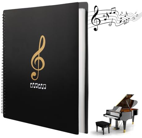 100 Seiten Notenmappe A4, Chormappe, Notenordner, Musik Präsentationsmappe, Wasserdicht Musikordner, Chormappe Schwarz, Music Sheet Chormappe für Papier, Gemälde, Notenblätter, Dokumente