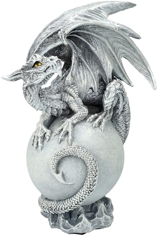 Figuren Shop GmbH Drachenfigur auf Mond - Luna Dragon 15 cm - Statue Deko Figur Drache Dragon Sammlerstück für Drachenliebhaber