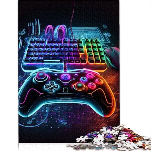 1000-teiliges Puzzle, Gaming-Neon-Puzzle für Erwachsene, Kinder, Puzzle für Erwachsene, Lernspiel, Herausforderungsspielzeug, Mehrfarbig, 1000 Teile (26 x 38 cm)