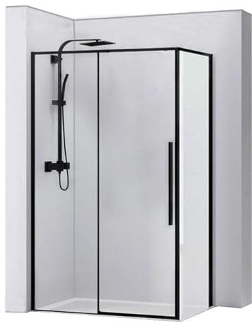 Rea SOLAR Box Doccia NERA 90X120x195 cm Vetro di sicurezza temperato trasparente 6mm (Nero) Senza piatto doccia
