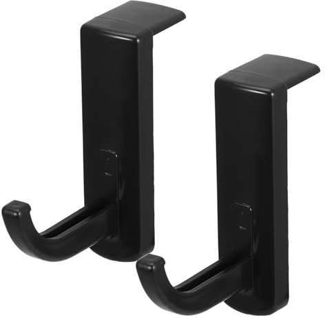 Angoily 2PCS Stick-on Hook Headphone Monitor, Headphone Headset Hanger, Self-Adhesive Headphone Headset Holder Monitor for Home Office Desk Wall, Black