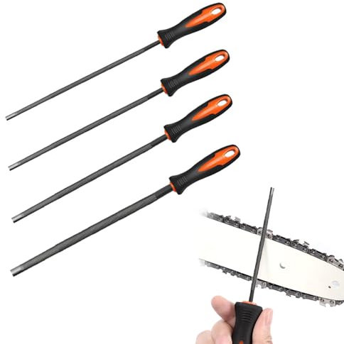 RHQFDM Set di lime per officina da 4 pezzi Set di lime in metallo di alta qualità incl. lime da 3.2 mm 4.0 mm 4.8 mm 5.5 mm 4 tipi di lime rotonde piccole lime in metallo per il bricolage in metallo