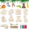 Demarsen 27 Stück Holztiere zum Bemalen, Tier Bastelset Kit, Bastelhandwerk zum Bemalen Holz mit 12 Farbstifte, Kindergeburtstag Basteln für Mädchen Junge Kindergeburtstag