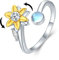 StoryEtain Angst Ring Damen 925 Sterling Silber Sonnenblume Rings Sonnenblume Spinning Anxiety Ring Verstellbare Blume Ringe Sonnenblume Rings Sonnenblume Schmuck Geschenke für Frauen Mädchen Kinder