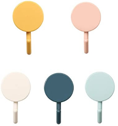 Ganci da Parete Autoadesivi 5 Pezzi Ganci Decorativi da Parete Colorati per Portachiavi Resistenti E Carini