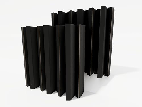 Akustik-Diffusor, 2D-Unterschied, Reflexion, Diffusion, Absorption, Schalldämmung, Wandkunst-Panel, Farbplatten: Schwarz, ARTO (150 mm), 2 Stück