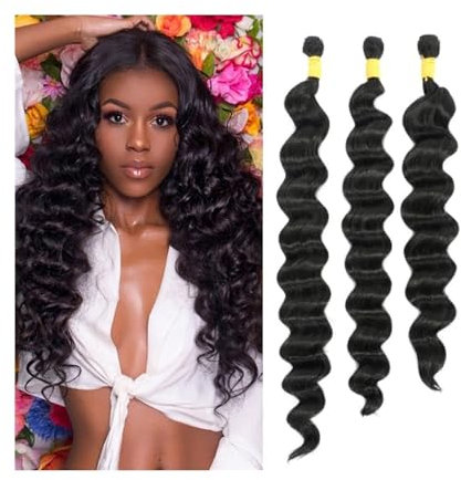 Haarverlängerungen Menschliches Haar Bundles Lose Tiefe Welle Bundles for Schwarze Frauen 1/3/4 Pcs Indische Remy Haar Extensions 8-40 Zoll lockige Webart Bundles Echthaarbündel(Color:34 36 38 40)