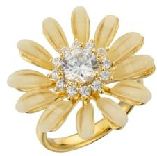 IMINI Daisy Spinner Zappel Ringe Zirkonia Gänseblümchen Blume Offener Statement Ring 18 Karat Vergoldeter Kristall Ehering Ewigkeits Verlobungsringe Relief Stapelbarer Ring für Damen Mädchen