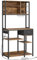VASAGLE Küchenregal mit Steckdosen, Standregal, 40 x 80 x 180,4 cm, Backregal, verstellbare Ablagen, Stoffschublade, 12 Haken, Küche, vintagebraun-tintenschwarz KKS015K03