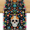 Halloween Deko Tischläufer, Dia de los Muertos Deko Tischläufer Totenkopf Blumen Tischdecke Mexiko Karneval Festival Horror Party Gruselig Deko Tisch Dekorationen, 183*33cm