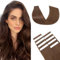 Benehair Tape in Extensions Echthaar, Invisible Tape Extensions Echt Haar, 50CM Haarverlängerung Echthaar Tapes, Remy Natural Tapes Extensions Echthaar, 10Pcs 15g Schokoladen Braun #4