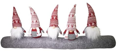 Boudin de porte avec 5 lutins – 90 cm de long, en feutre, joint de porte pour portes standard, design de Noël, boudin de porte pour porte d'entrée, lutin de 25 cm de haut, décoration et protection