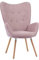 MEUBLE COSY Fauteuil Salon Scandinave Confortable Chaise de Chambre Canapé de Loisirs avec Assise Épais Accoudoirs Rembourés en Tissu Pieds Bois Massif, Rose