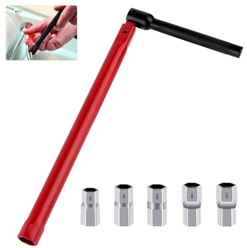 Juego Llave Tuerca Grifa con 5 Tuercas Intercambiables, Herramientas Grifa Baño y Cocina para Instalación, Desmontaje, Llave Tubo Ajustable 8-12mm para Hogar, Lavabo, Fregadero, Válvulas, Tubería Agua