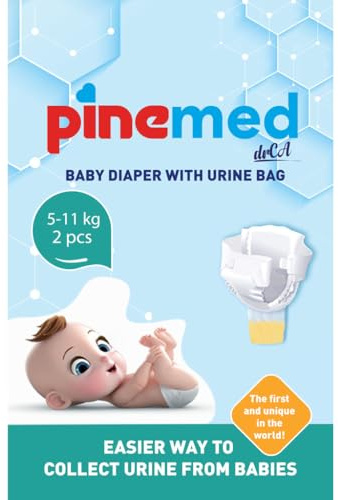 PineMed Urinbeutel für Kinder – Einweg Windel mit integriertem Urinauffangbeutel – Ideal für Urinprobe bei Babys & Kleinkindern, Zuhause & Klinik (M)