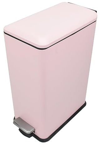 HASAYAKI Cubo de basura de 30 L, cierre suave, con pedal, acero inoxidable/polipropileno, color rosa