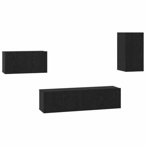 vidaXL TV Cabinet Set Wall-mounted 4 pcs Black oak 30.5 x 30 x 60 cm, Modern Living Room, Rectangular Entertainment Center, Wall-Mounted Media Console, Compact Tv Cabinet with Storage