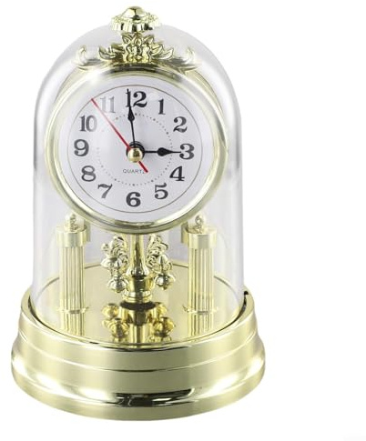 Horloge de table rétro vintage avec un superbe mouvement pendentif et un son d'alarme classique (doré)