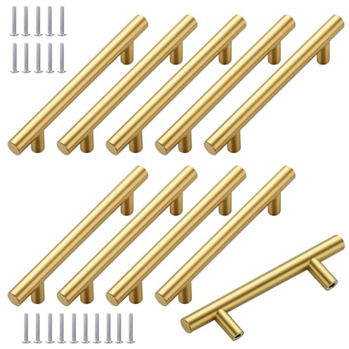 10 Stück Schrankgriffe Gold MöBelgriffe 128mm Lochabstand für Schrank