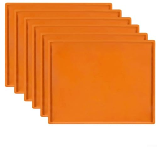 Confezione da 6 teglie da forno in silicone con bordo rialzato, fogli antiaderenti per disidratatori per uso Cosori, forno e disidratatore, resistenti al calore (arancione)