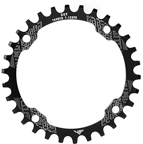 Rundes 30T-Kettenblatt, Singlespeed-Kettenblatt, CNC-präzisionsgefertigtes Kettenblatt aus Aluminiumlegierung mit positivem negativem Zahndesign, 104BCD-Kettenblatt für (Schwarz)
