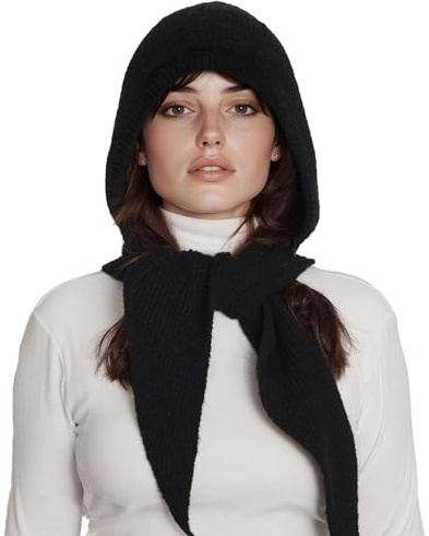 ACUSHLA Women's Hooded Scarf, 2-in-1 Knitted Hat Scarf Winter Neck Warmer | Soft knitted hooded scarf with 2-in-1 hat and scarf, keeping your head and neck warm in winter, ideal for indoor outdoor use