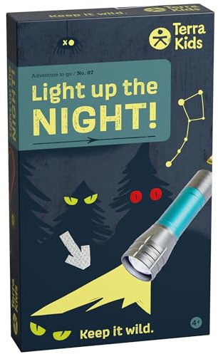 HABA Terra Kids LED-Kinder-Taschenlampe mit Karabiner & Reflektor-Stickern – für Kinder, Nachtwanderung & Camping, wetterfeste Mini-Taschenlampe ab 4 Jahren – 2013844001