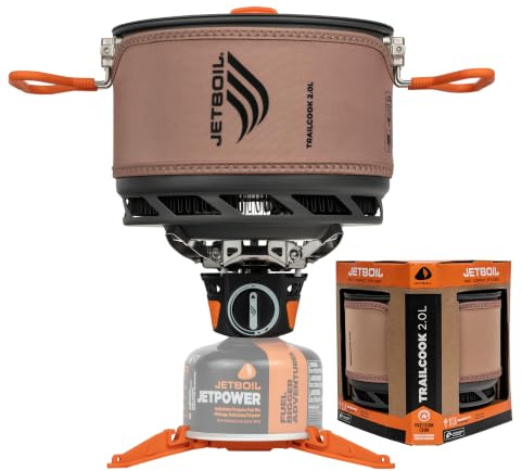 Jetboil TrailCook 2.0L Camping and Backpacking Stove Cooking System with Adjustable Heat Control, New for 2026, Light Brown