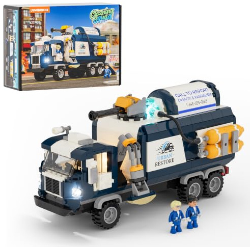 Lumibricks Cleaning Squad - Kit per la pulizia, braccio robotico mobile e idropulitrice, combinabile con team di graffiti e hippie, giocattolo per giochi di ruolo, costruzione