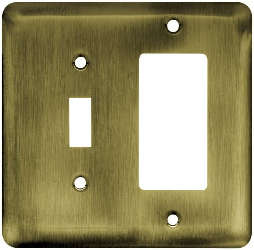Franklin Messing 126433 aus gestanztem Stahl rund Quad Kippschalter-/Switch Plate/, Messing antik 1 Schalter/Dekoration Single messing antik-optik