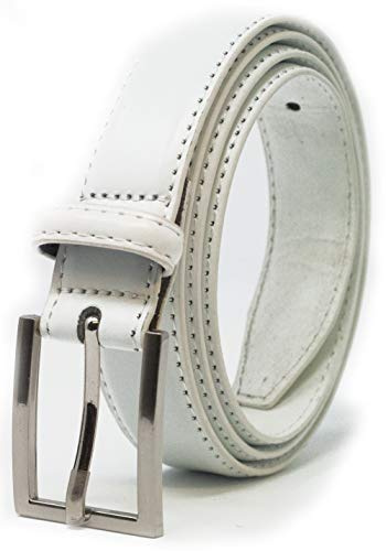 Ashford Ridge Mens 30mm (1.25) Suit Trouser Feather Stitched Leather Belt White XL