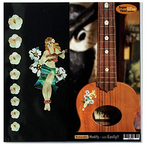Inlay Stickers für Ukulelen – Hibiscus Griffbrett Position Maker & Hula Girl
