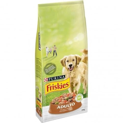 Purina Friskies Pienso para Perro Adulto con Aves y Verduras, saco de 15kg