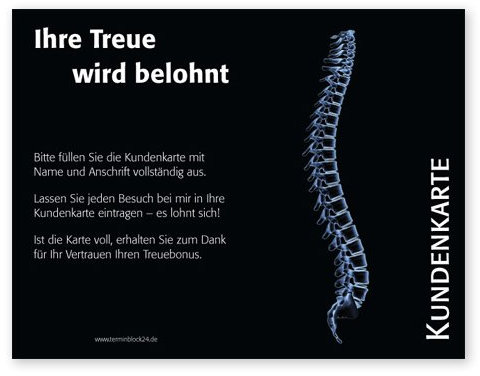 Kundenkarten (50 Stück) für Physiotherapie, Massage, Ärzte - Bonuskarten Da Vinci