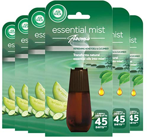 Airwick Air Freshener Essential Mist Aroma Refill Honeydew And Cucumber, 20 ml (Pack Of 6)