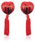 Pâtes de Paillettes pour Lingerie pour Femmes Pétales de Poitrine Pasty Adhesive Reusable with Tassel,réutilisables Sexy Silicone Bling Charm Adhesive Nipple Cover Pasties Bra (Rouge)