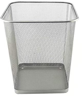 D.RECT Papelera Escritorio 18L - Papeleras Oficina, Habitacion de Malla Metálica - Plata