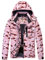 WULFUL Wasserdichte Schnee-Skijacke für Damen, Berg, winddicht, Wintermantel mit abnehmbarer Kapuze, Pinkfarbenes Camouflage-Muster, L