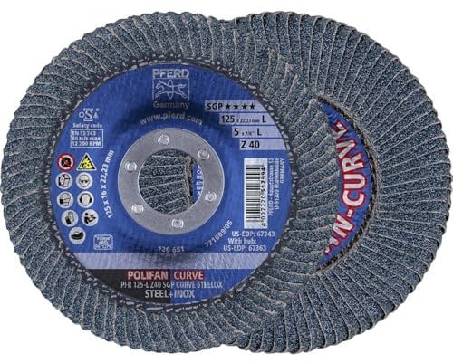 PFERD Fächerscheibe POLIFAN CURVE 2 Stück | Ø 125 mm, Breite L (14 mm), Z40, SGP STEELOX | 69398196 - für die präzise Kehlnahtbearbeitung