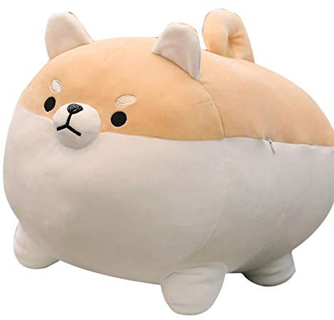 ISAKEN Niedliches Corgi Plüschtier Hund Plüsch Kissen, Gefülltes Weiche Kissen Tier Puppe Stofftier Plüsch Shiba Inu Hundepuppen Kuscheltier Geschenk für Kinder, Jungen, Mädchen, Braun 40cm