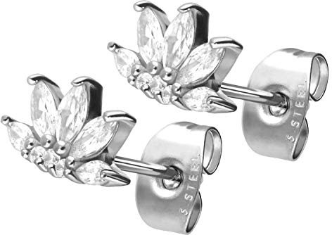 FILANGO 1 Paar Chirurgenstahl Ohrstecker LOTUSBLÜTE Ohrring Schmuck Silberfarben