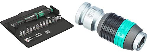 Wera 05004180001 Bicycle Set Torque 1 Fahrrad Drehmomentschlüsselsatz, Schwarz, 16-Teilig & 05003529001 8784 A1 Zyklop-Verbindungsteil, 37.0 mm x 1/4 Zoll