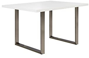 FORTE TABLES Tisch nicht ausziehbar, Holzwerkstoff, Weiß, 140 x 74.7 x 90 cm