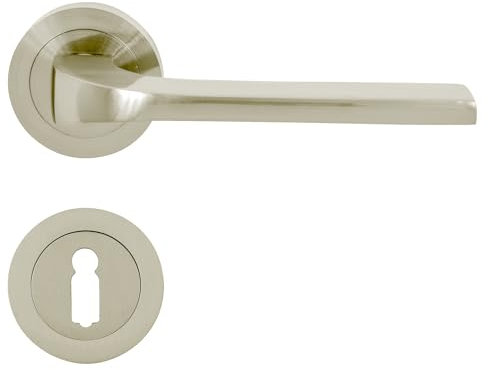 domino TIPO-R M9 - Maniglia per porta d'ufficio, cantina e porta interna, in alluminio, nichel