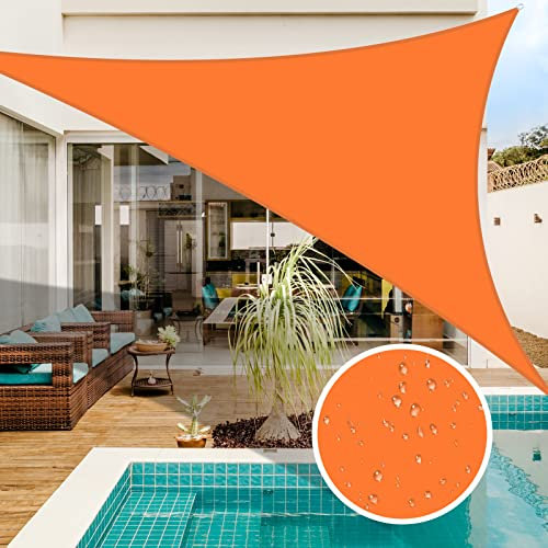 NAKIHOUSE Sonnensegel Dreieckig 3.6x3.6x3.6m Wasserdicht Sun Segel Sunsegel 98% UV-Schutz Segel für Balkon Garten Terrasse Markise Camping Pool (Orange)