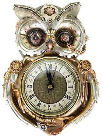 VOGLER Joh. Vogler GmbH Steampunk Eulen Wanduhr 21 cm Steam Punk Akt Retro Clock Uhr Figur