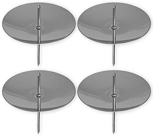 4-teiliges Set Kerzenhalter Kerzenteller für Adventskranz aus Metall, Adventskerzenhalter, Kerzenstecker mit Dorn, Teller-Durchmesser: 65 mm, Silber
