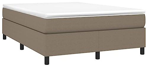 vidaXL Boxspringbett mit Matratze Doppelbett Polsterbett Bettgestell Bettrahmen Bett Hotelbett Lattenrost Schlafzimmerbett Taupe 140x200cm Stoff