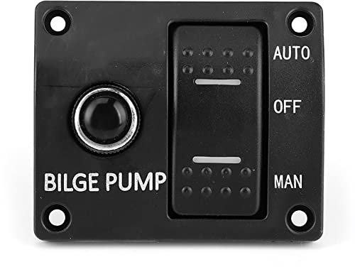 Pannello a 3 Vie per Pompa di Sentina, Pannello Interruttori per Pompa di Sentina a 3 Vie Auto/Off/Manuale 12V 24V con Indicatore LED Interruttore Automatico 15A Integrato