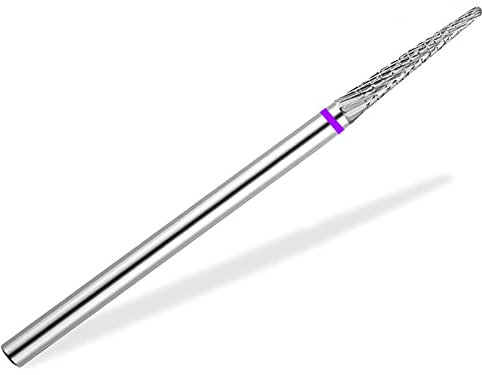 Hartmetall Nagelfräser Bit Schleifkörper Kegel Form mit Feiner Kreuz-/ Querhiebverzahnung Hornhautschleifer Pediküre Fräser Schleifaufsatz für elektrische Schleifgeräte für Acryl und Gelnägel (Lila)